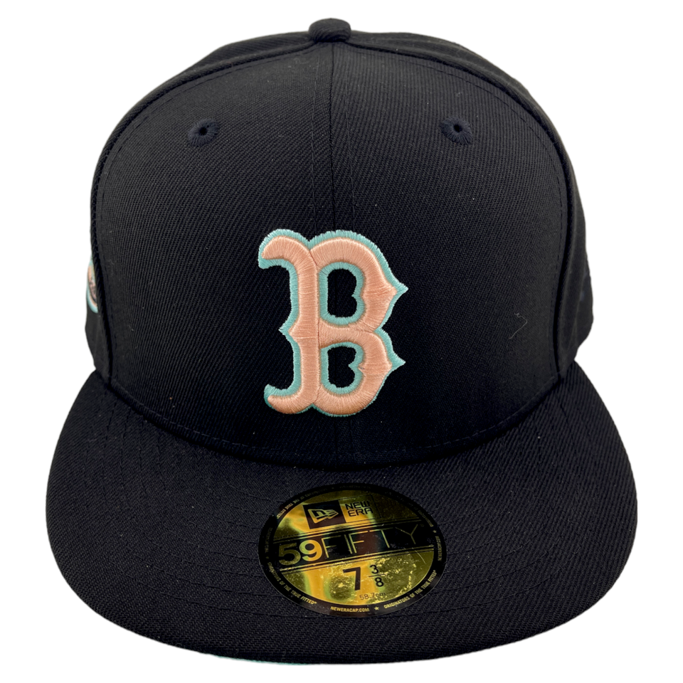 New Era Boston Red Sox MLB Fenway Park Patch Black/Teal 59Fifty Fitted Hat Cap