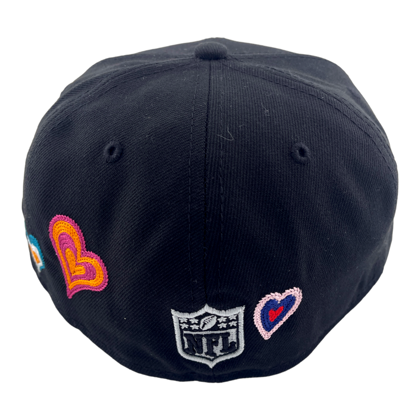 New Era Las Vegas Raiders Chain Stitch Hearts Black Pink UV 59FIFTY Fitted Hat Cap