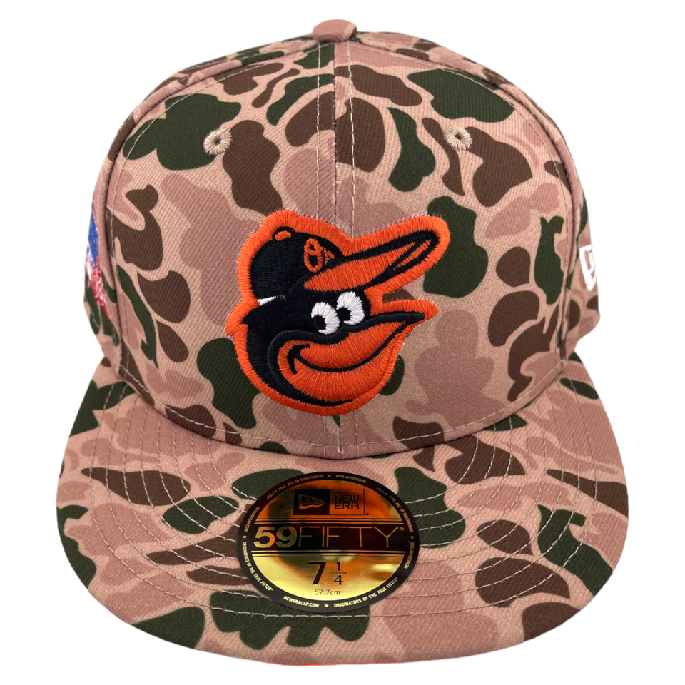 New Era Baltimore Orioles World Series 1983 Patch Duck Camo 59FIFTY Fitted Hat