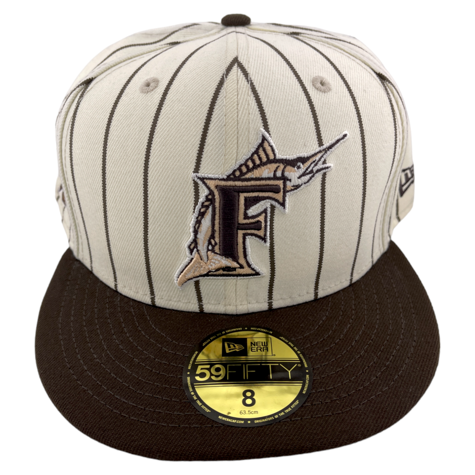 New Era Florida Marlins 25th Anniversary Patch Brown Pinstripe Pack 59FIFTY Hat Cap