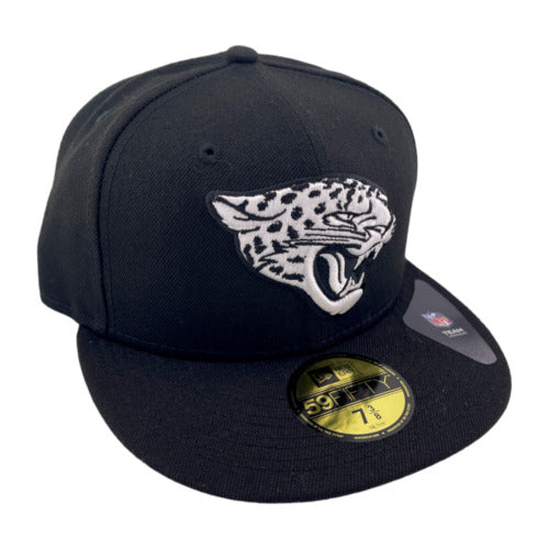 New Era Jacksonville Jaguars Black and White Logo Grey UV 59Fifty Fitted Hat Cap